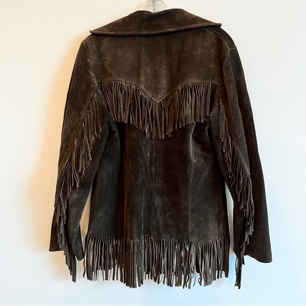 Vintage 60’s Brown Suede Fringe Western Jacket Made in Mexico, Men’s Size 32 XS - Picture 3 of 6